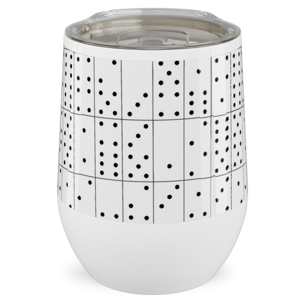 Domino Universe - Black and White Stainless Steel Travel Tumbler, 12oz, White, White