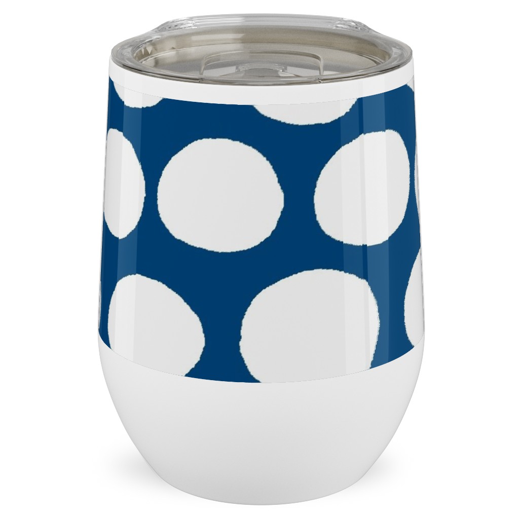 Jumbo Peas - Deep Blue and White Stainless Steel Travel Tumbler, 12oz, Blue