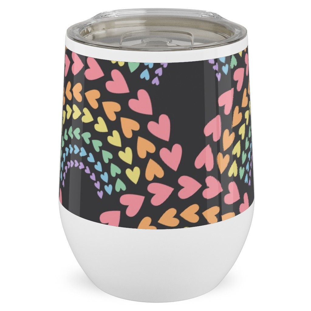 Rainbow Love Stainless Steel Travel Tumbler, 12oz, Multicolor, Dark Gray