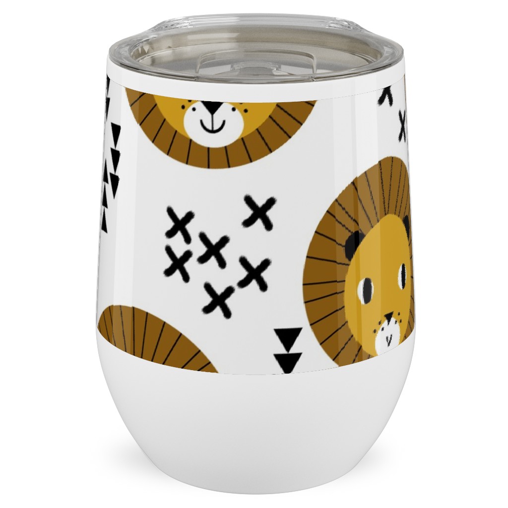 Happy Lion Safari Stainless Steel Travel Tumbler, 12oz, Brown, Brown