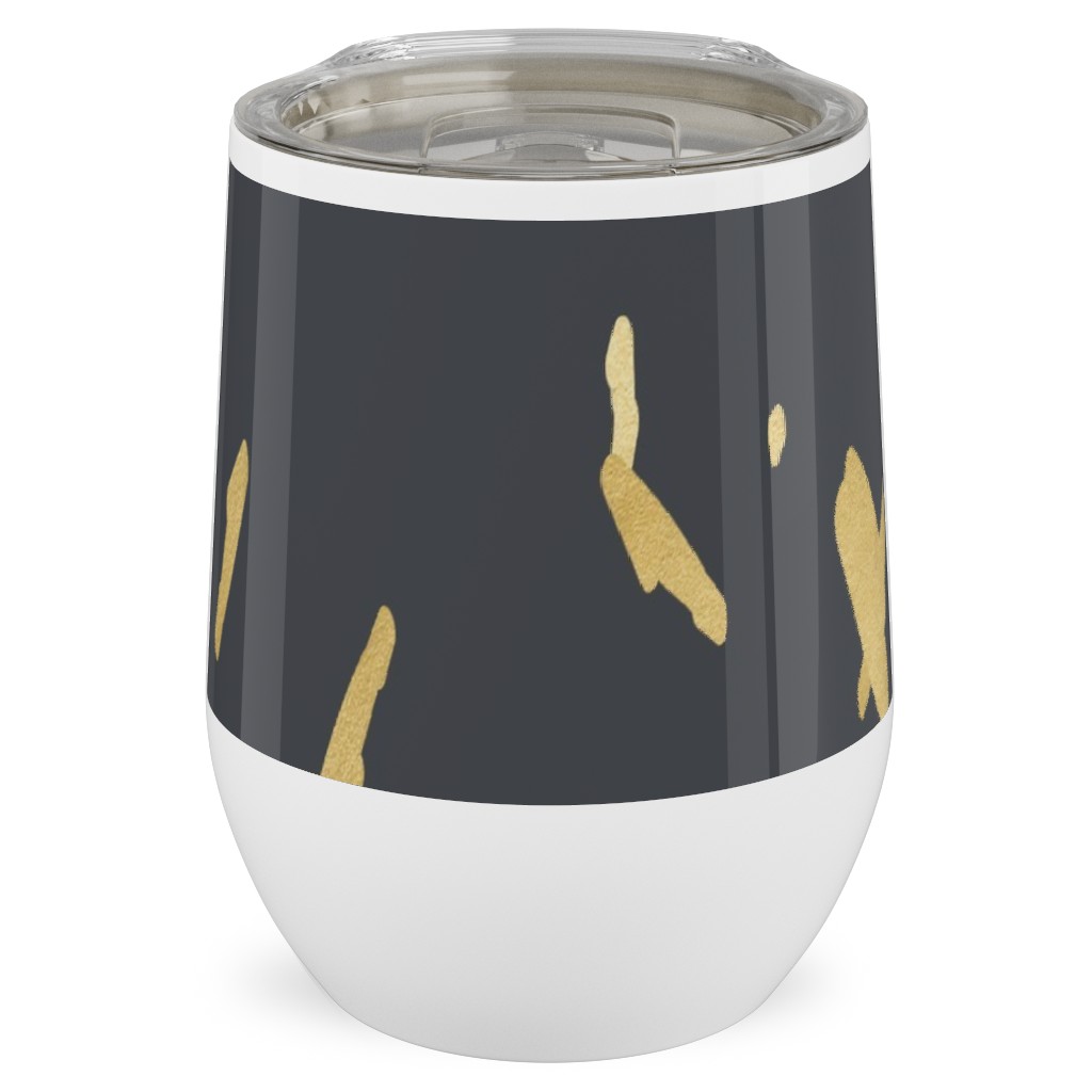 Blobs - Gold on Charcoal Stainless Steel Travel Tumbler, 12oz, Gray
