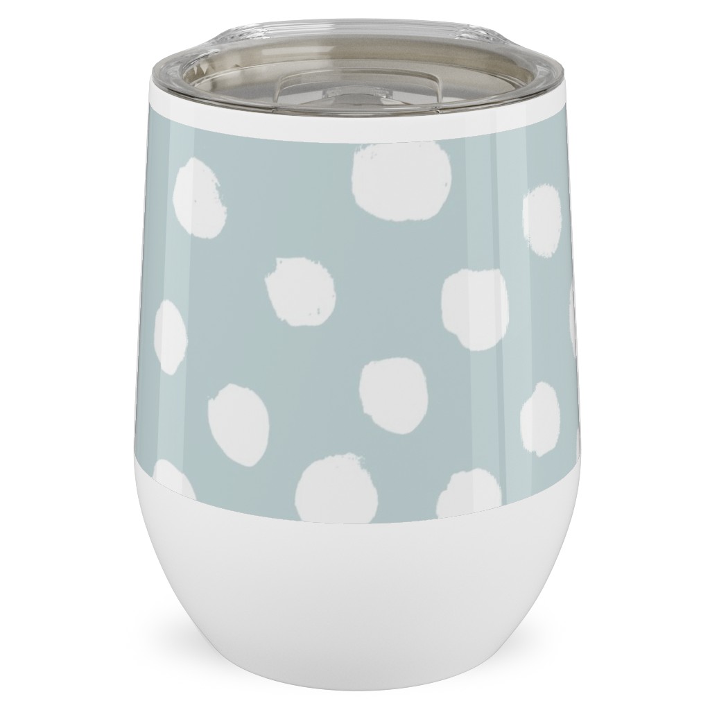 Soft Painted Dots Stainless Steel Travel Tumbler, 12oz, Blue, Hydrangea