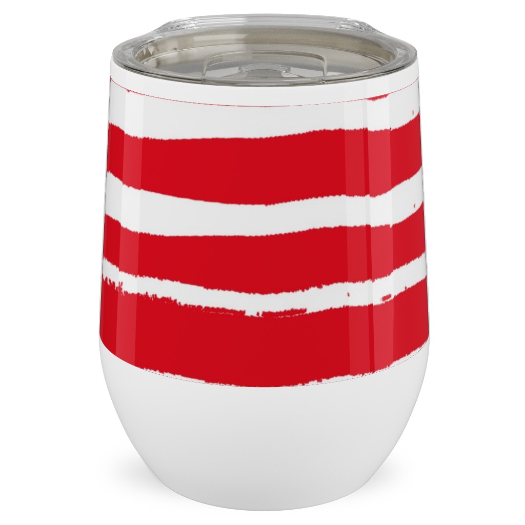 Painted Stripes - Red Stainless Steel Travel Tumbler, 12oz, Red