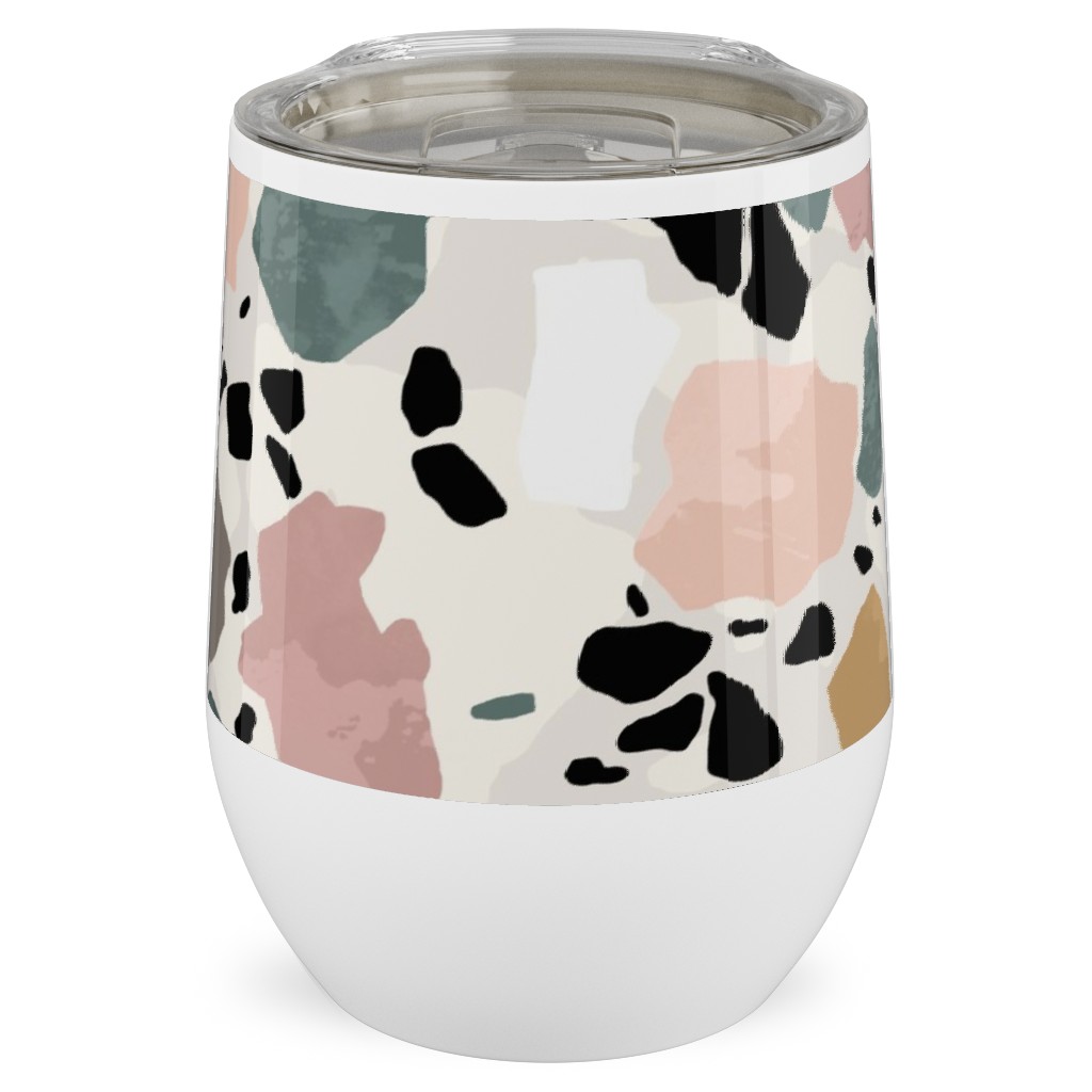 Terazzo Inspired - Multi Stainless Steel Travel Tumbler, 12oz, Multicolor