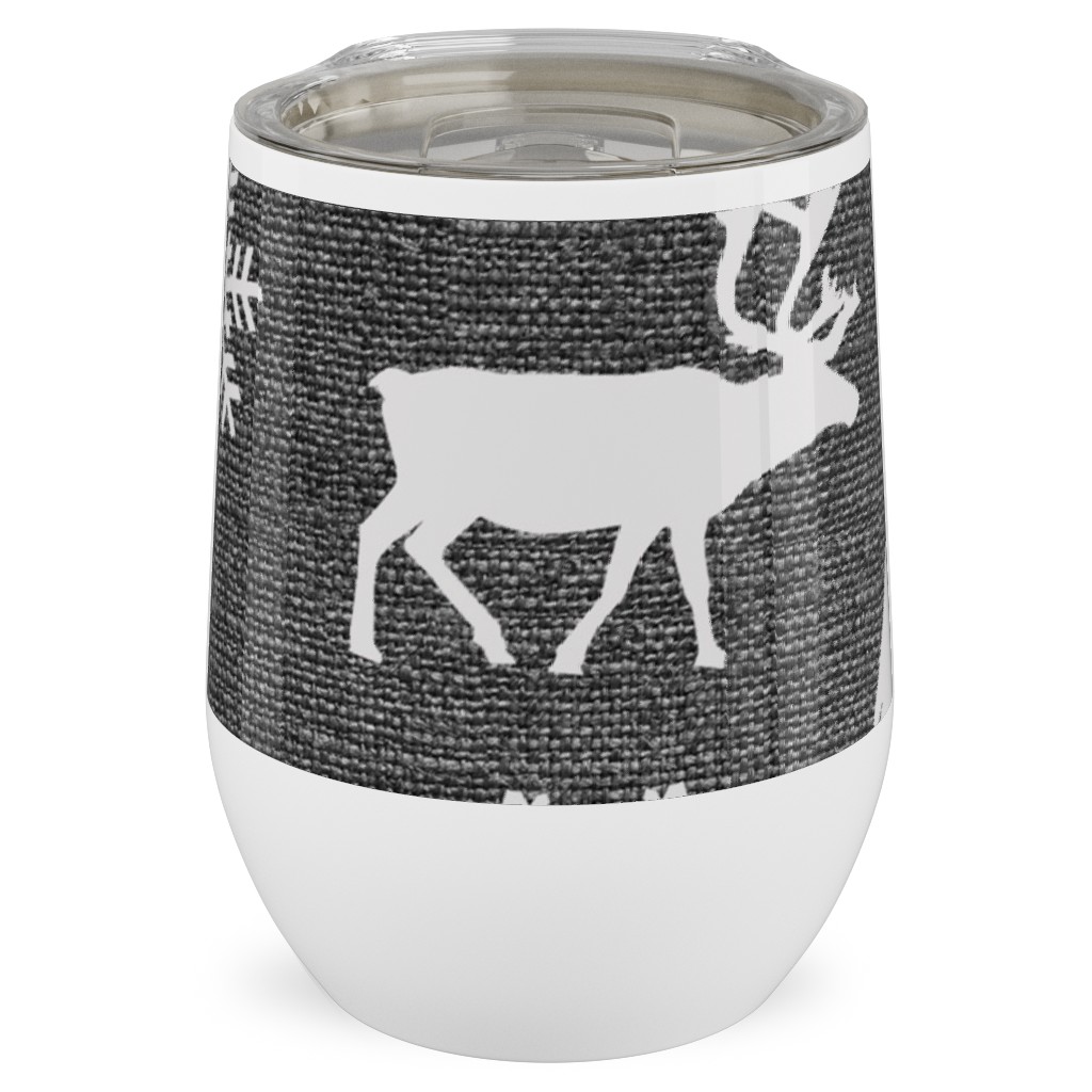 Winter Forest on Canvas Stainless Steel Travel Tumbler, 12oz, Gray, Gray