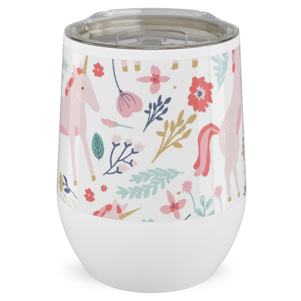 Unicorn Fields Stainless Steel Travel Tumbler, 12oz, Pink