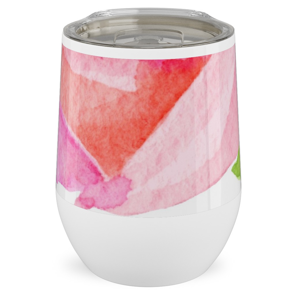 Spring Peonies, Roses, and Poppies - Pink Stainless Steel Travel Tumbler, 12oz, Pink