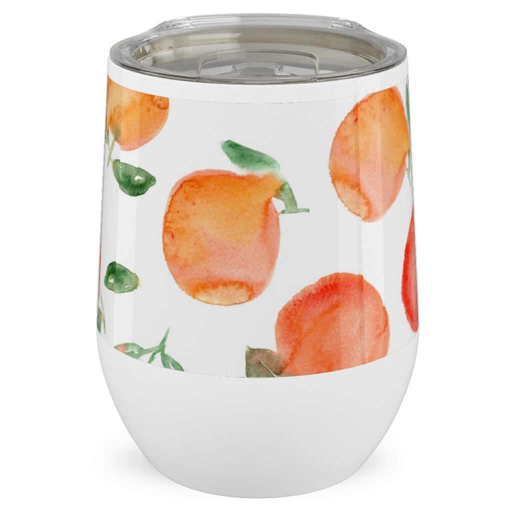 Watercolor Oranges - Orange Stainless Steel Travel Tumbler, 12oz, Orange, Orange
