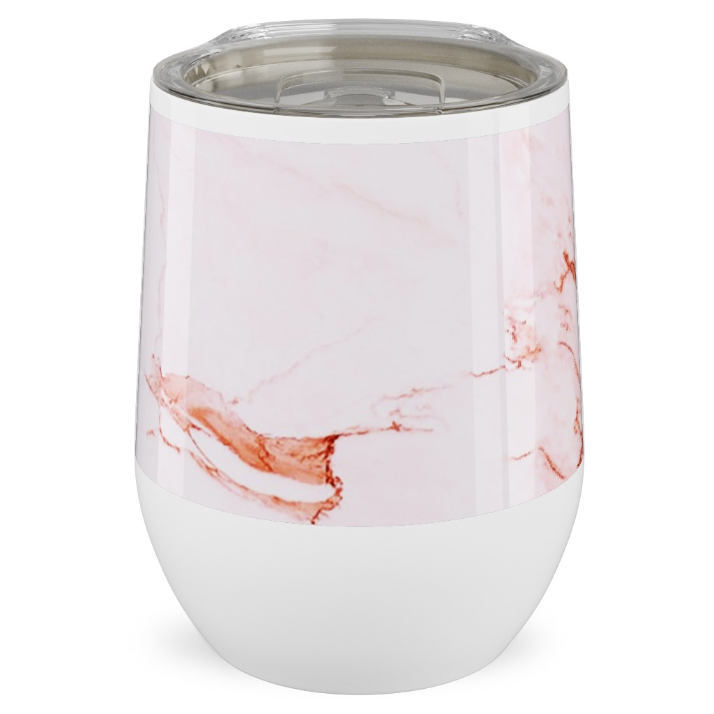 Marble - Blush Stainless Steel Travel Tumbler, 12oz, Pink