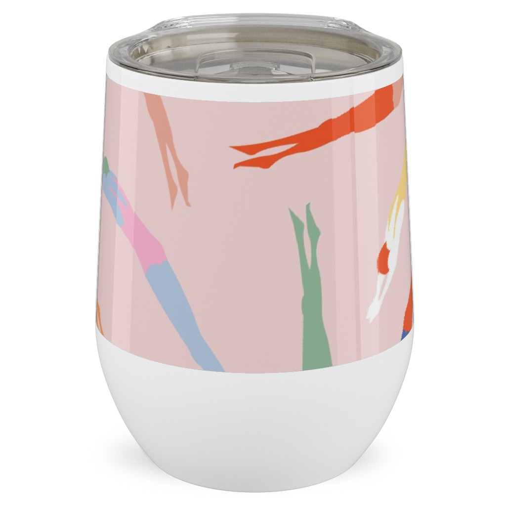 Art Deco Divers - Pink Stainless Steel Travel Tumbler, 12oz, Pink