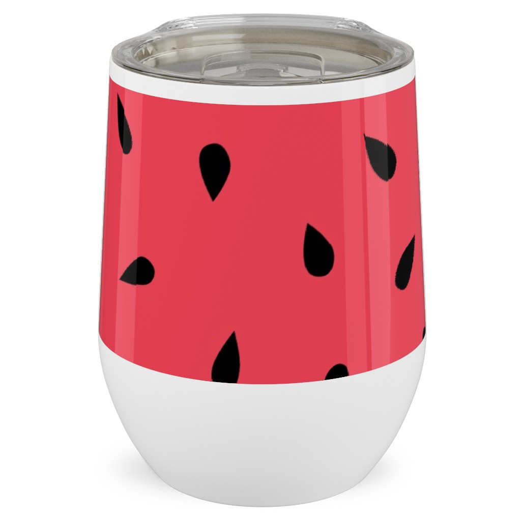 Watermelon Fruit Seeds Stainless Steel Travel Tumbler, 12oz, Red