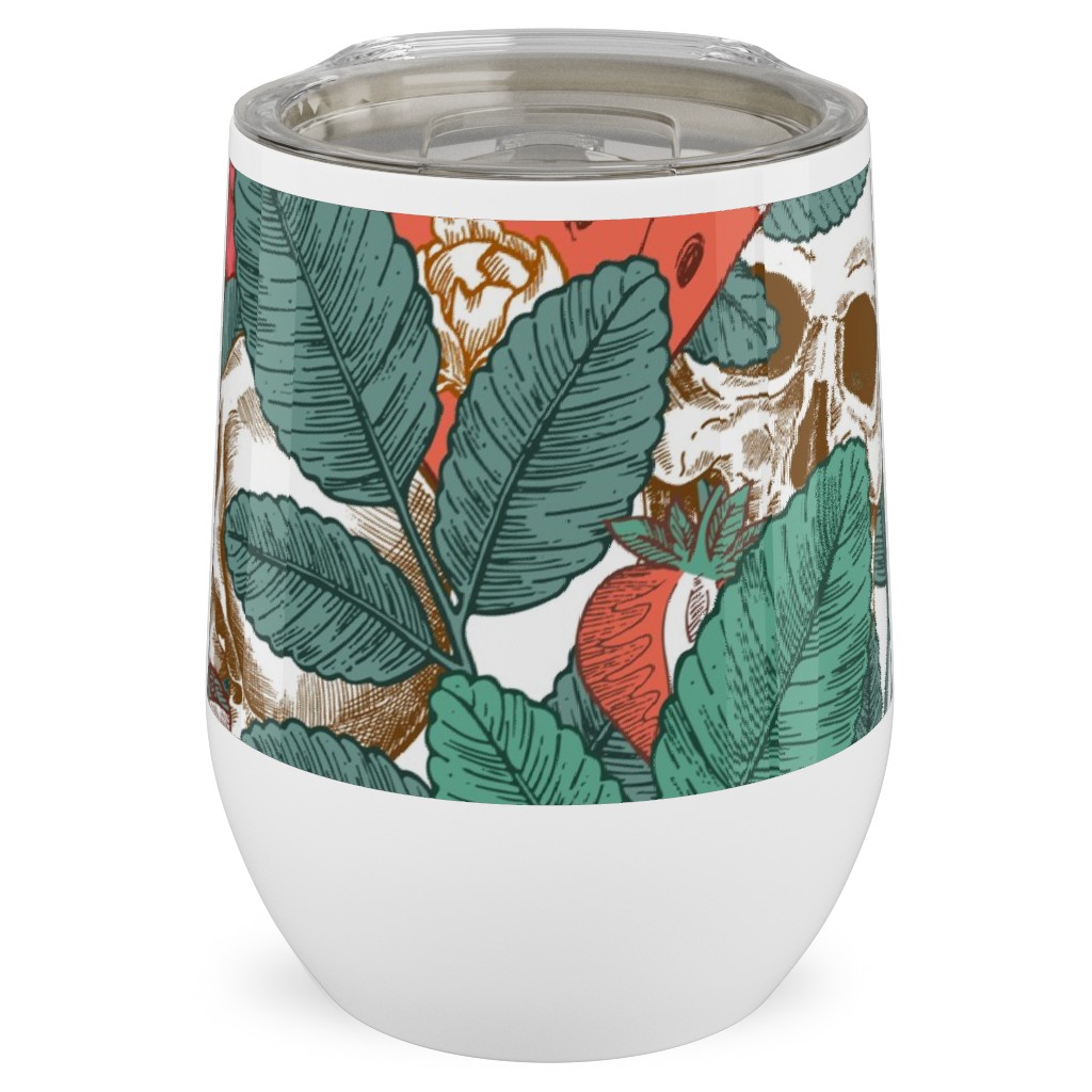 Summer Skull - Multi Stainless Steel Travel Tumbler, 12oz, Green, Classic Green