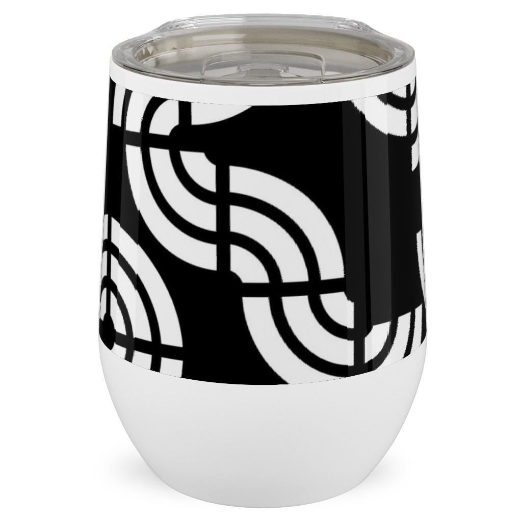 Beethoven - Black and White Stainless Steel Travel Tumbler, 12oz, Black, Black