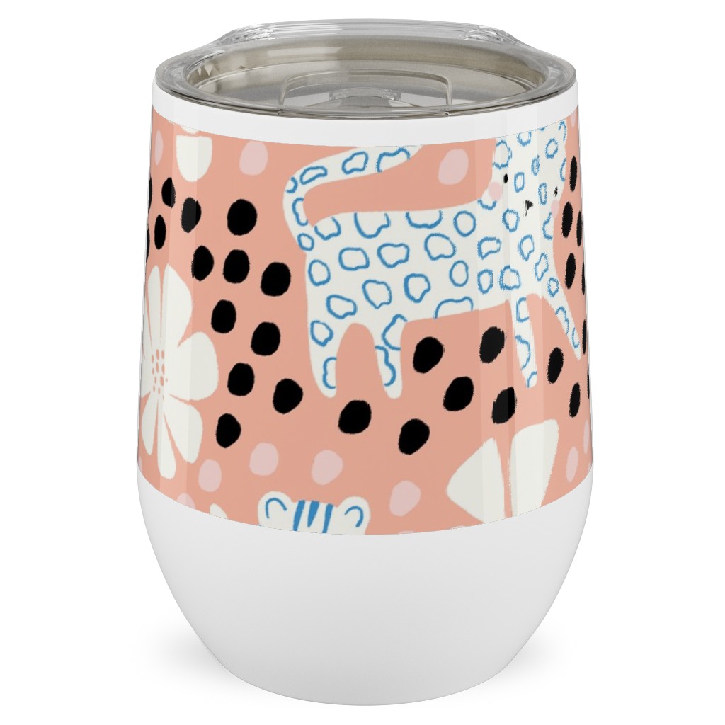 Jungle Cats - Pink Stainless Steel Travel Tumbler, 12oz, Pink
