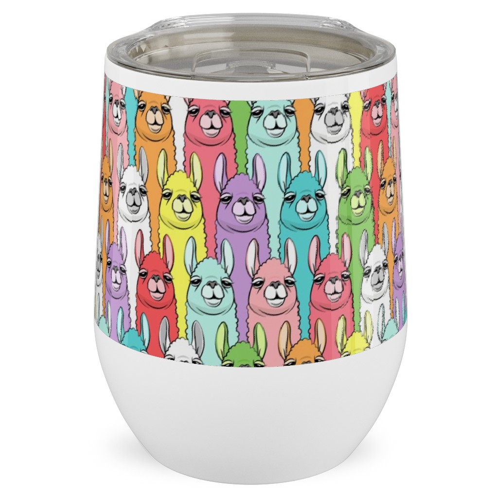 Rainbow Llamas - Multi Stainless Steel Travel Tumbler, 12oz, Multicolor
