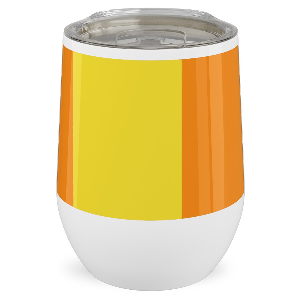 Vertical Stripes Stainless Steel Travel Tumbler, 12oz, Orange
