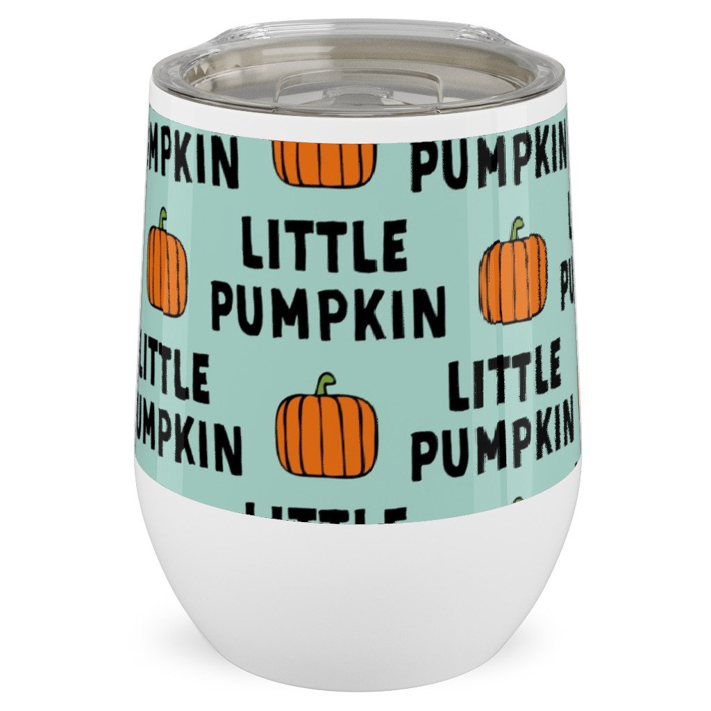 Little Pumpkin - Halloween - Aqua Stainless Steel Travel Tumbler, 12oz, Green