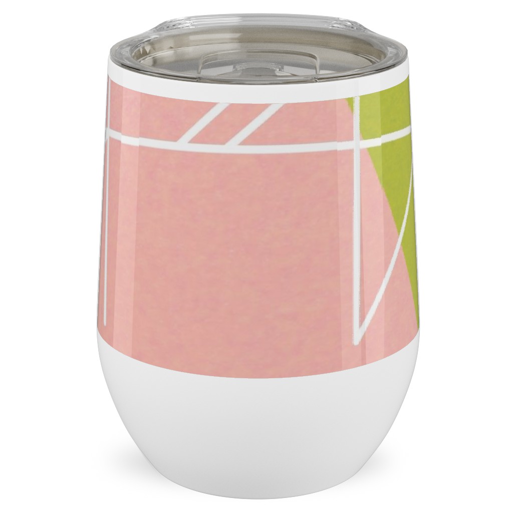 Midcentury Abstract Stainless Steel Travel Tumbler, 12oz, Multicolor