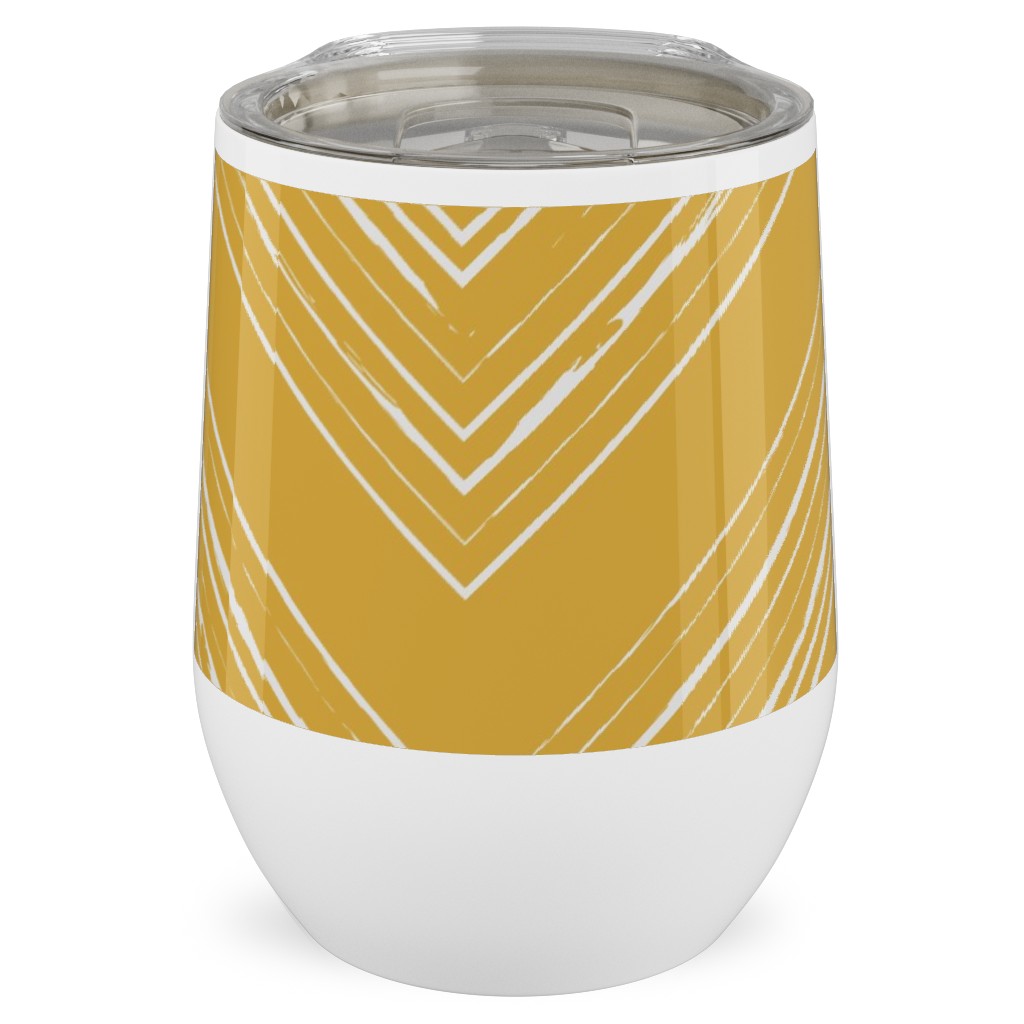 Modern Farmhouse - Mustard Stainless Steel Travel Tumbler, 12oz, Yellow