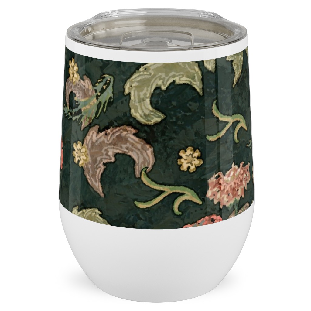 Victorian Floral - Enchanted Forest Stainless Steel Travel Tumbler, 12oz, Green, Classic Green