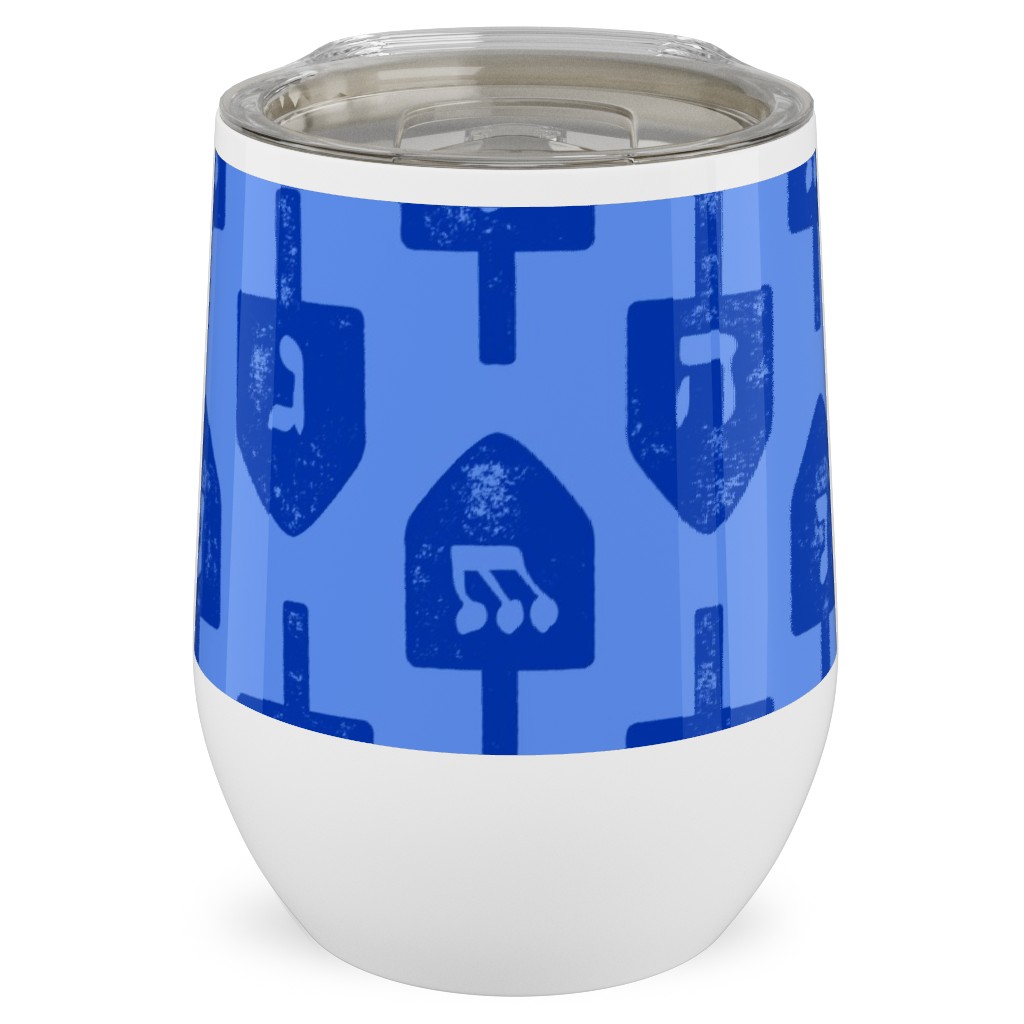 Dreidel - Blue Stainless Steel Travel Tumbler, 12oz, Blue