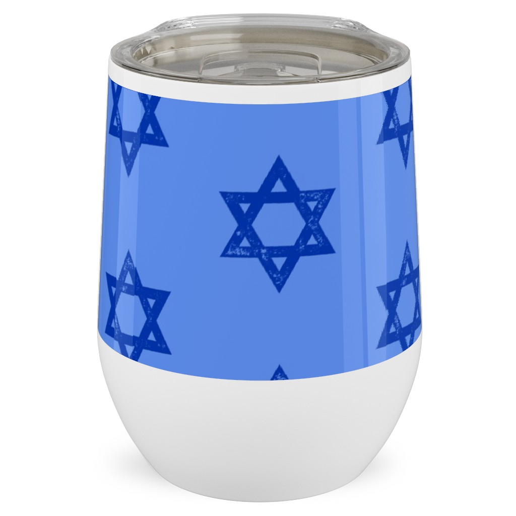 Star of David - Blue Stainless Steel Travel Tumbler, 12oz, Blue