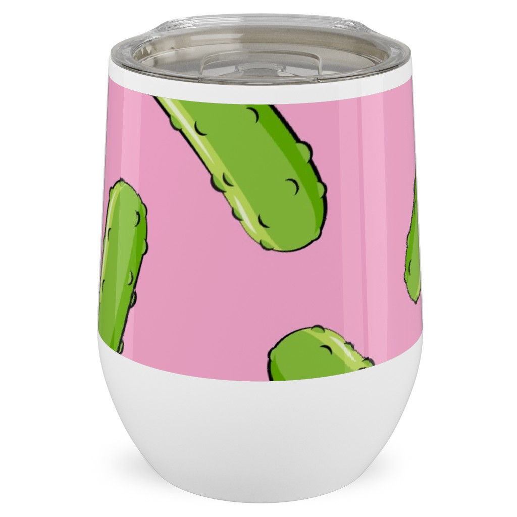 Pickles - Pink Stainless Steel Travel Tumbler, 12oz, Pink