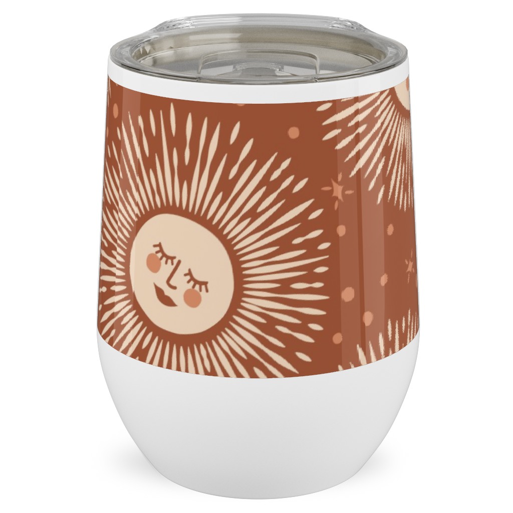 Golden Sun - Multidirectional - Rust Brown Stainless Steel Travel Tumbler, 12oz, Orange, Orange