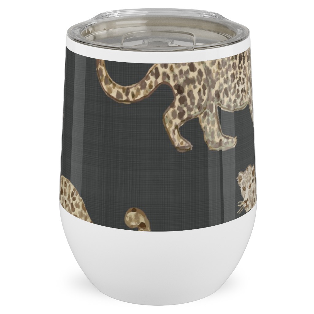 Leopard Parade Stainless Steel Travel Tumbler, 12oz, Gray