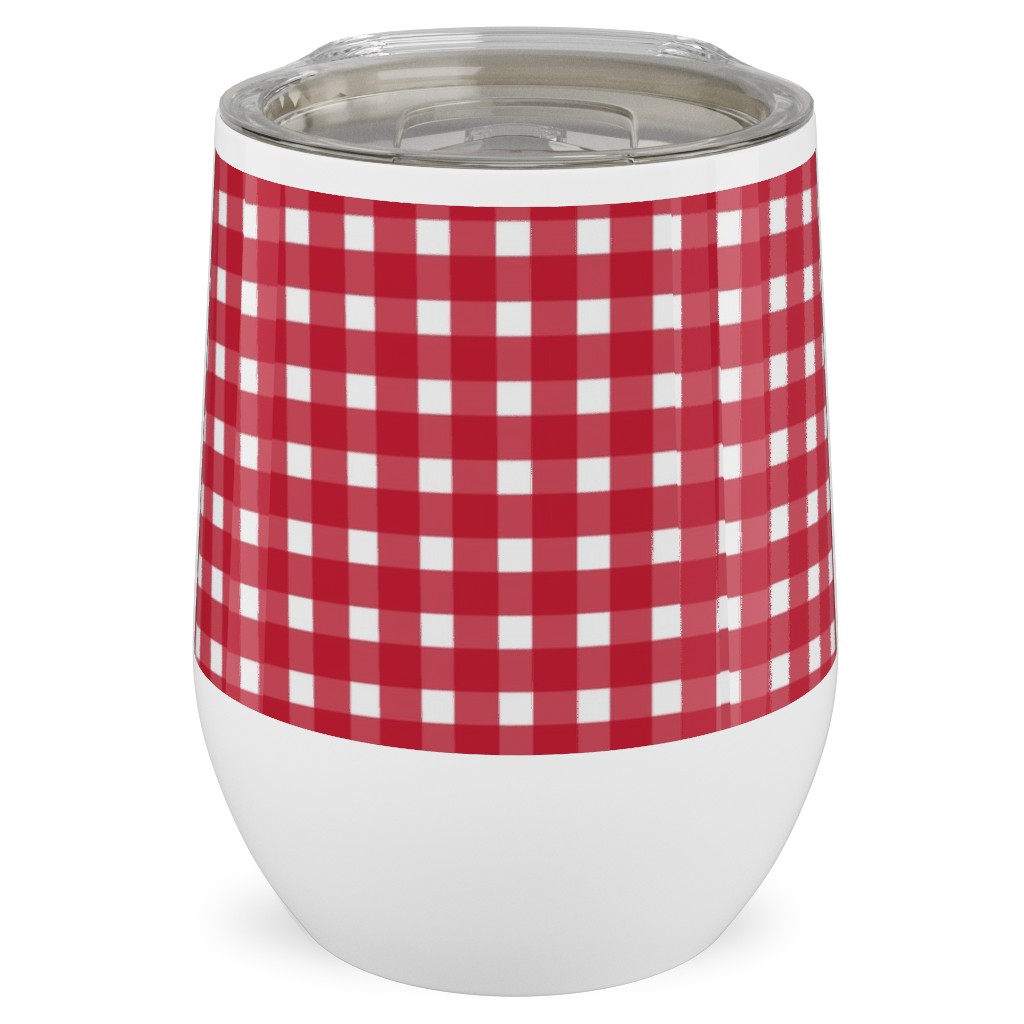 Classic Gingham - Red Stainless Steel Travel Tumbler, 12oz, Red