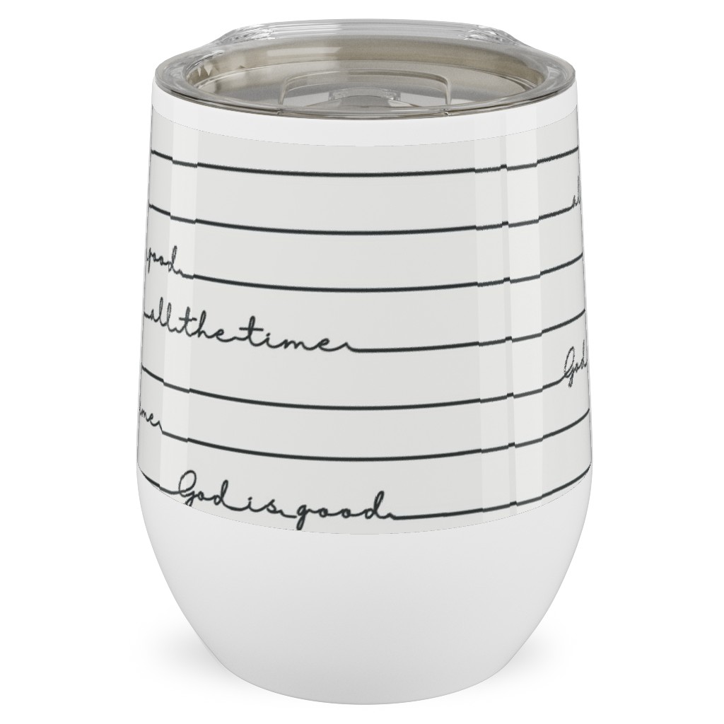 God Is Good - Black and White Stainless Steel Travel Tumbler, 12oz, White