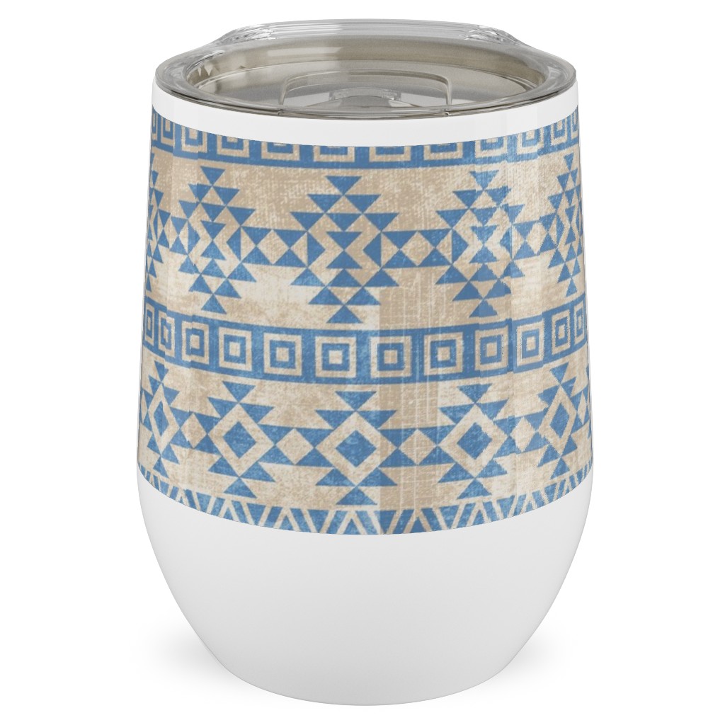 Modern Desert - Geometric Stainless Steel Travel Tumbler, 12oz, Blue