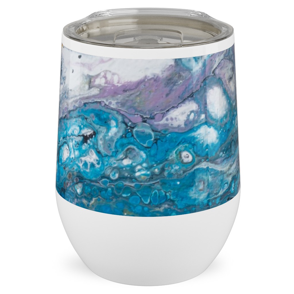 Flow Painting - Blue Stainless Steel Travel Tumbler, 12oz, Blue