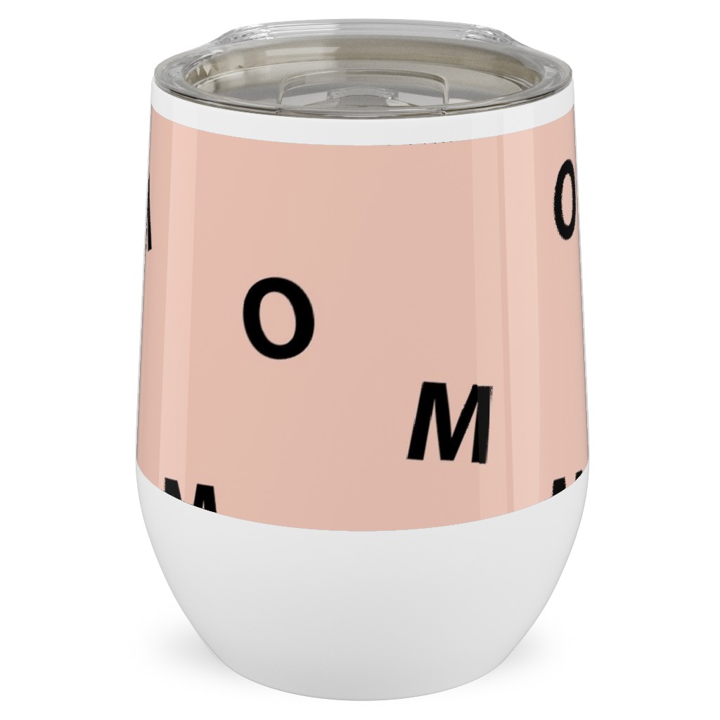 Sweet Mom Typography - Pale Nude Stainless Steel Travel Tumbler, 12oz, Pink