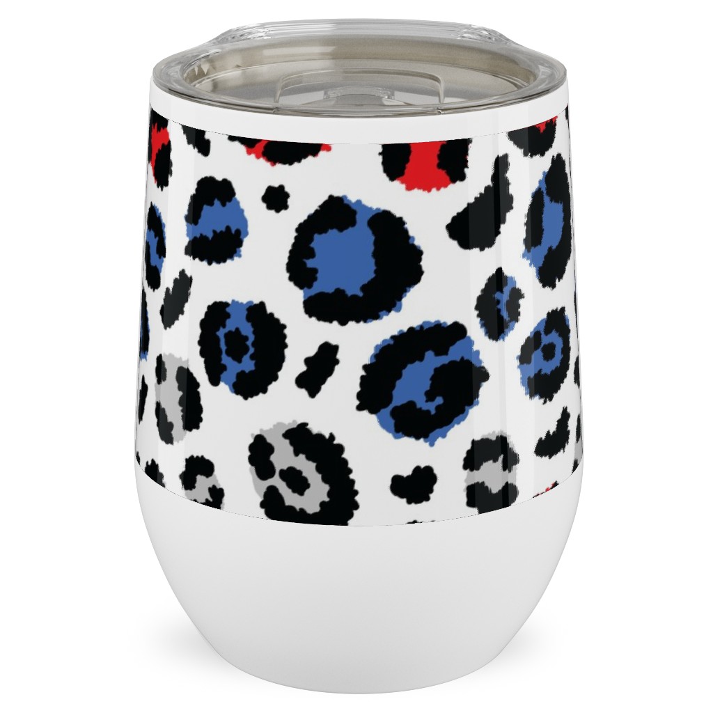 Patriotic Leopard Stainless Steel Travel Tumbler, 12oz, Multicolor