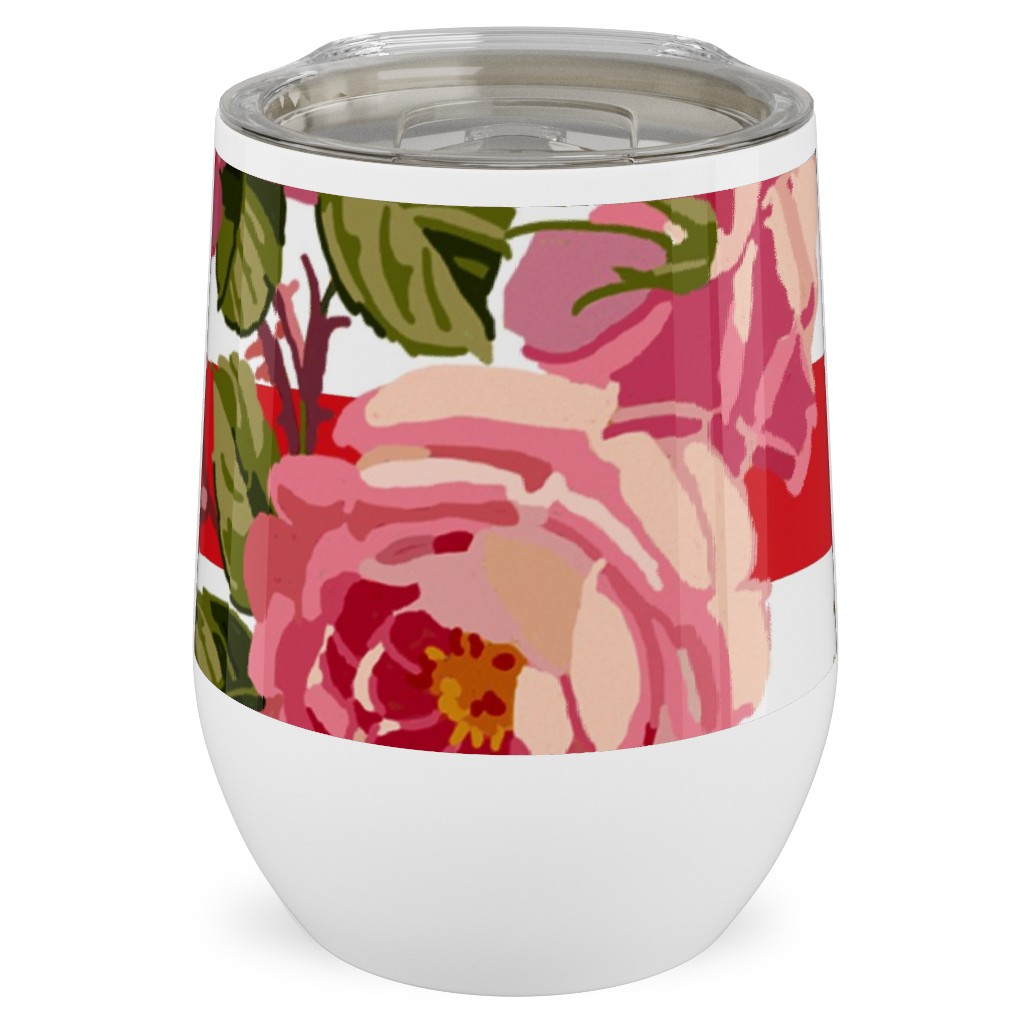 Americana Summer Roses - Multi Stainless Steel Travel Tumbler, 12oz, Multicolor