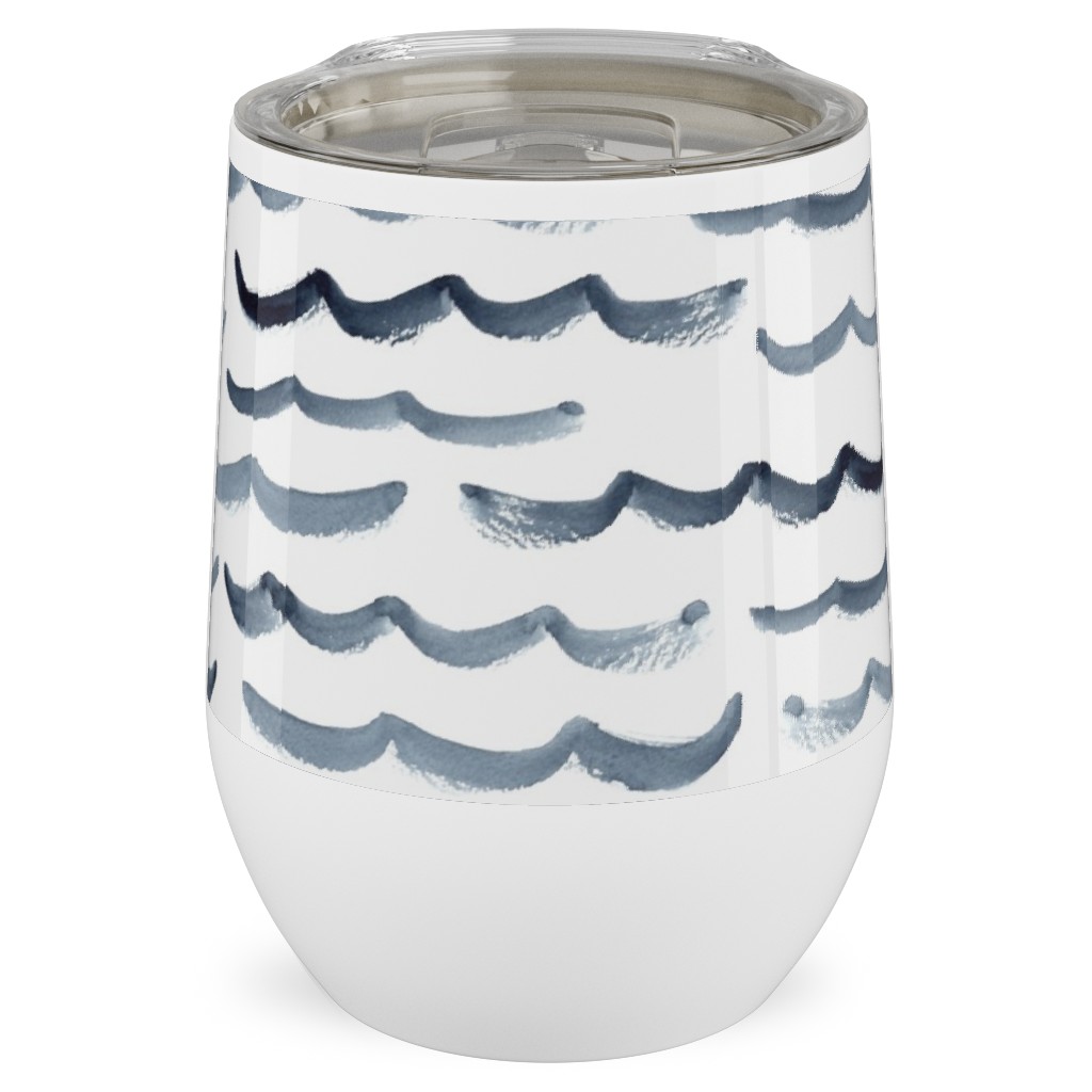 Ocean Waves Stainless Steel Travel Tumbler, 12oz, White, Life Aquatic