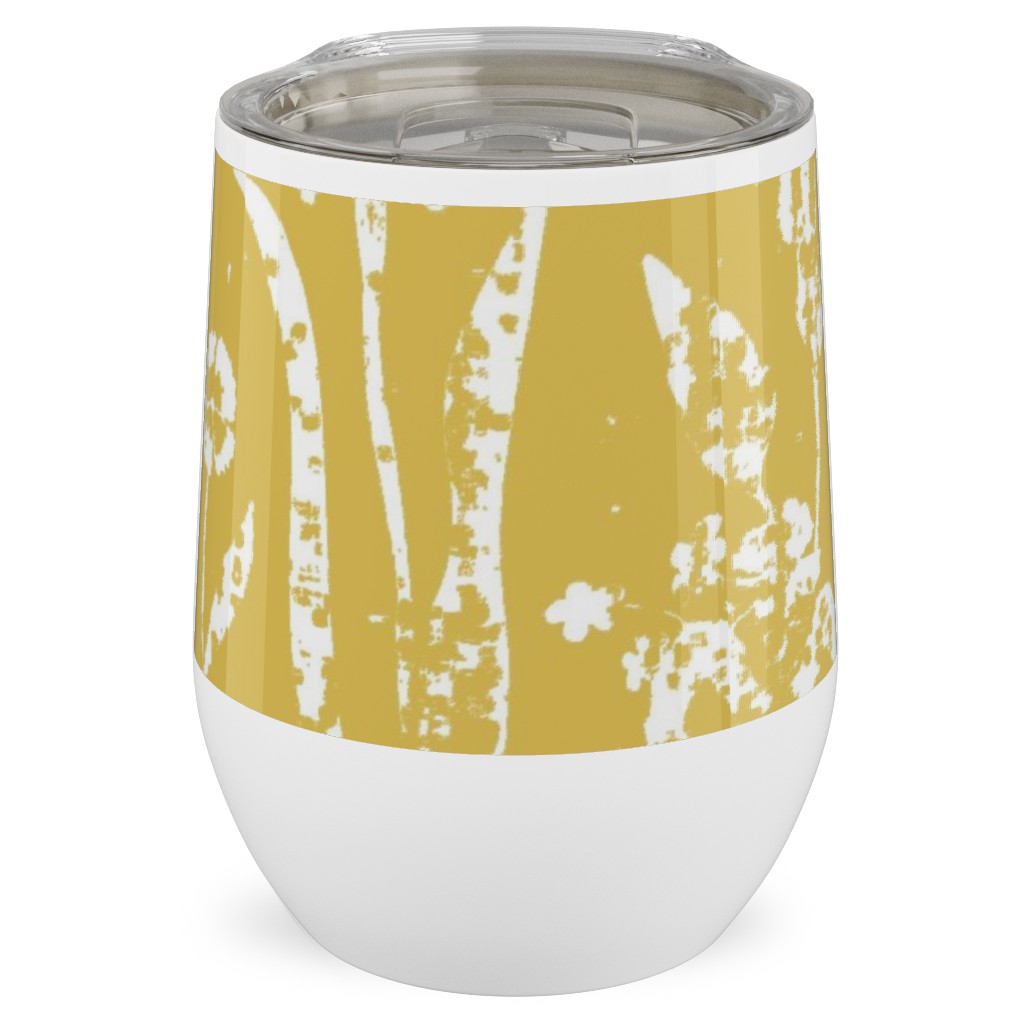 Distressed Iris - Sunshine Stainless Steel Travel Tumbler, 12oz, Yellow