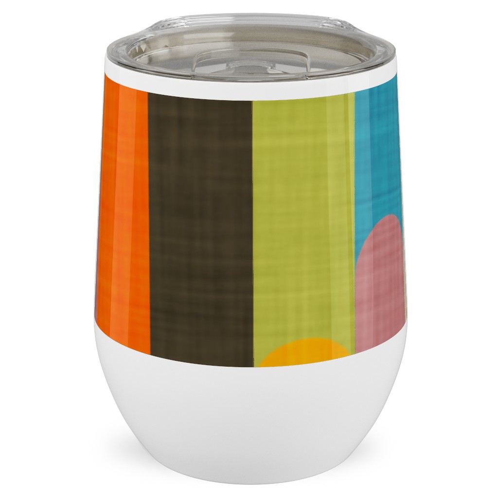 Retro Colorblock Sticks - Multi Stainless Steel Travel Tumbler, 12oz, Multicolor