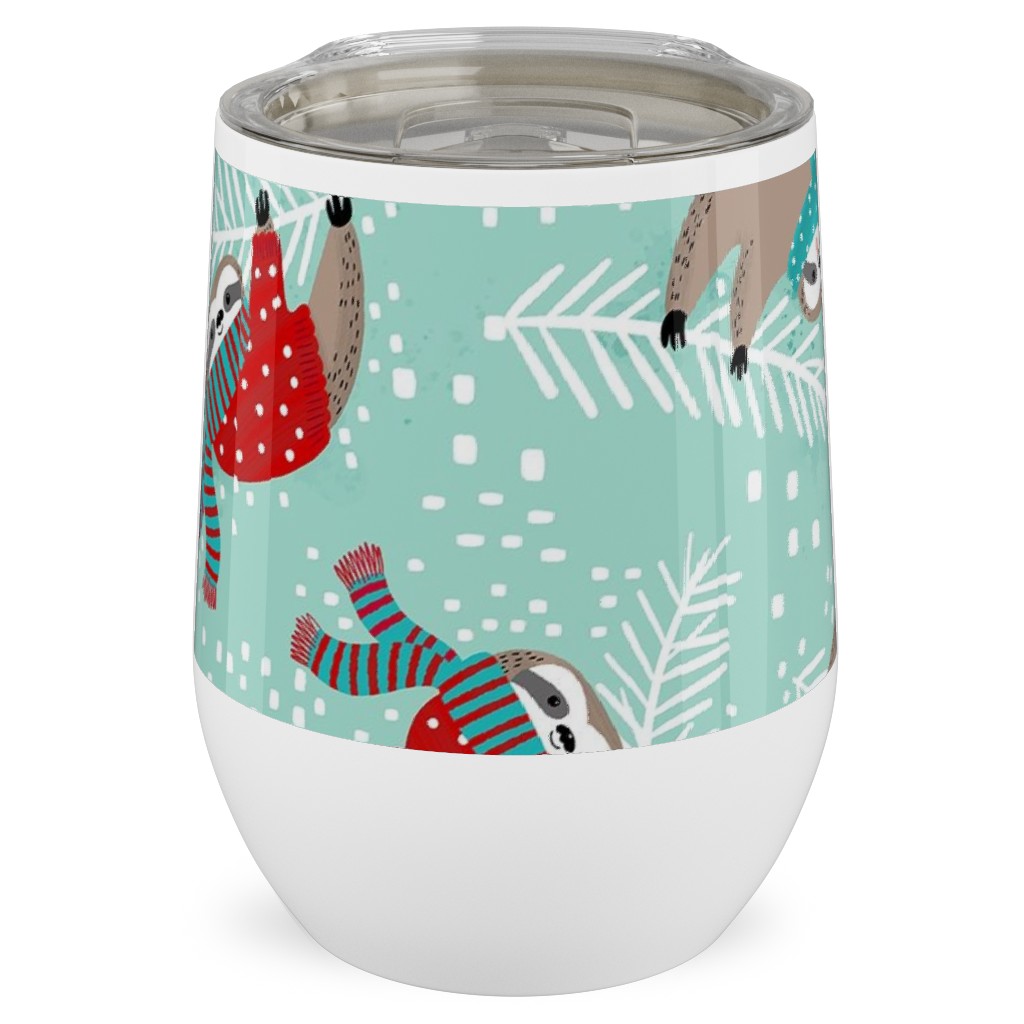 Snowy Sloths - Multi Stainless Steel Travel Tumbler, 12oz, Multicolor