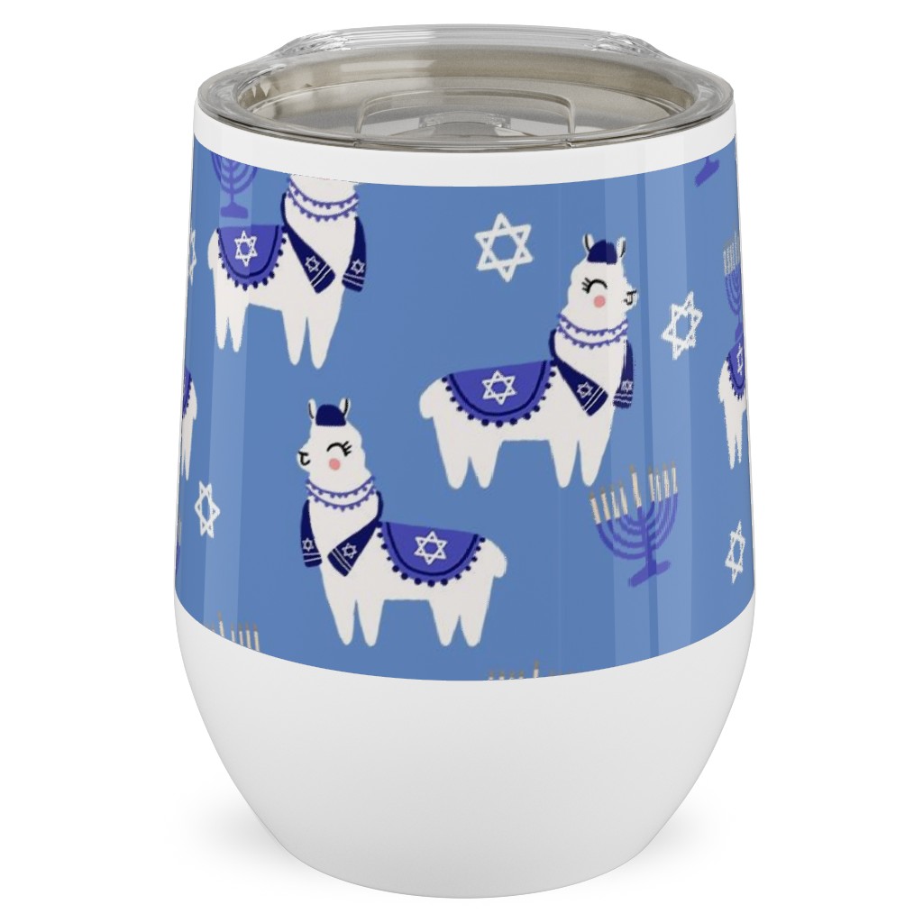 Llamakah - Blue Stainless Steel Travel Tumbler, 12oz, Blue, True Blue