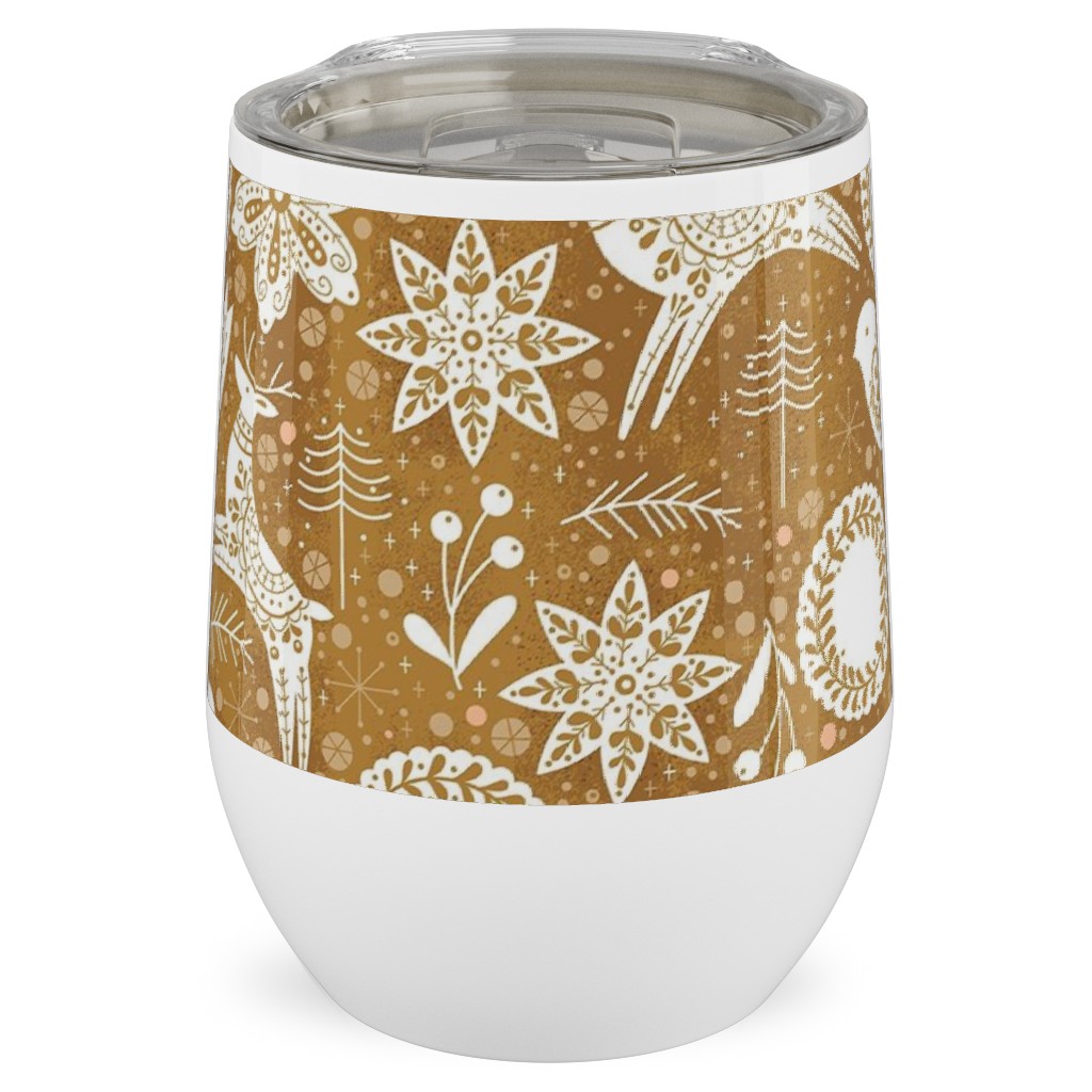 Gingerbread Forest - Brown Stainless Steel Travel Tumbler, 12oz, Brown