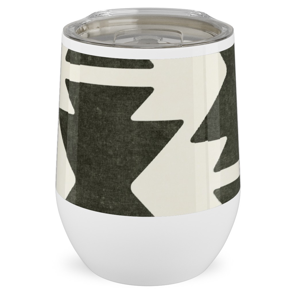 Bohemian Aztec Stainless Steel Travel Tumbler, 12oz, Black, Dark Gray