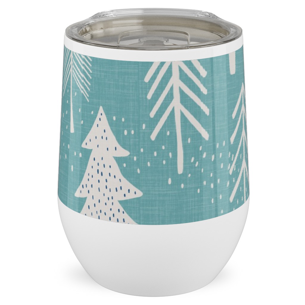 Evergreen Forest Stainless Steel Travel Tumbler, 12oz, Blue