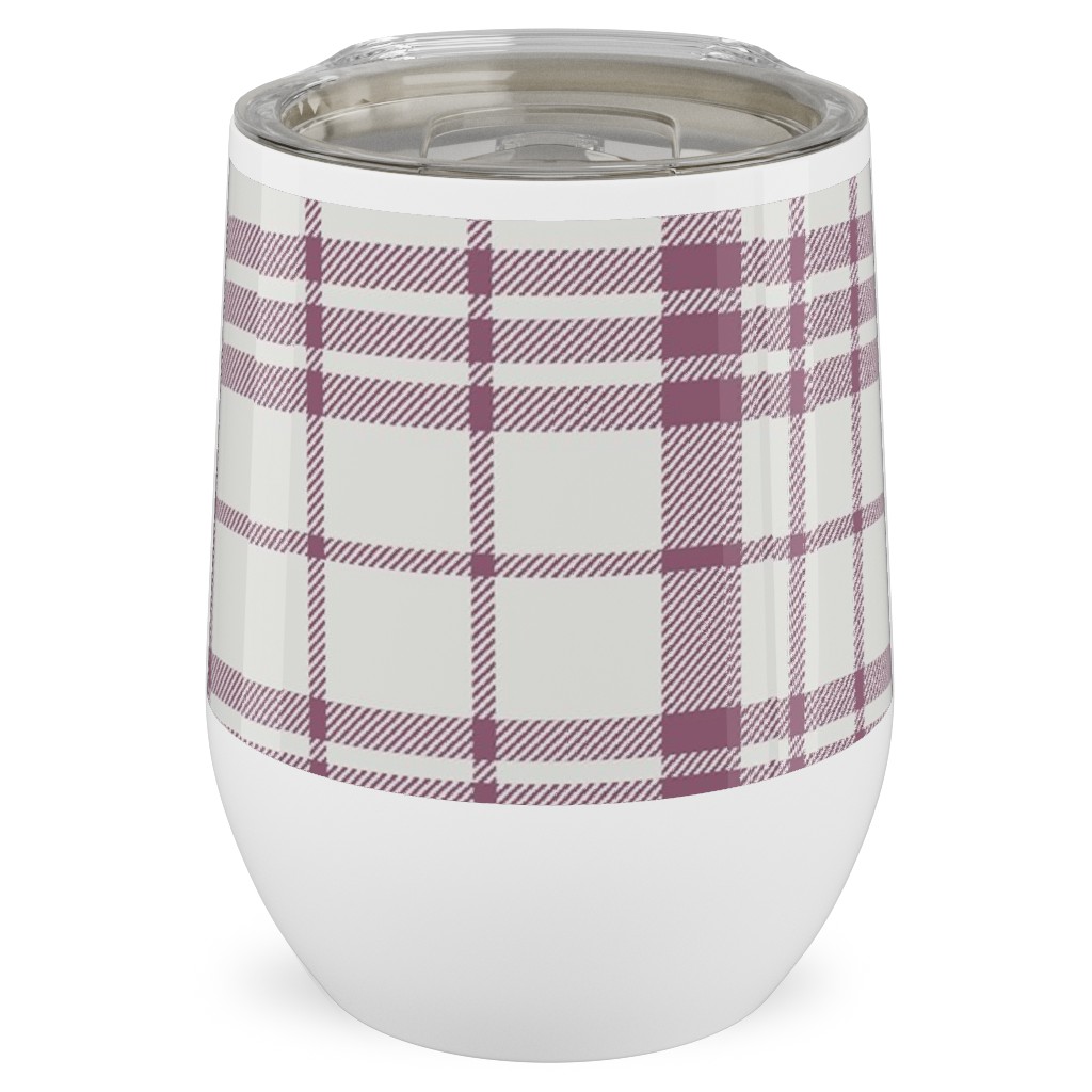 Tartan Check Stainless Steel Travel Tumbler, 12oz, Purple
