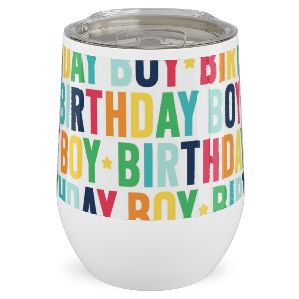 Birthday Boy - Uppercase - Rainbow Stainless Steel Travel Tumbler, 12oz, Multicolor