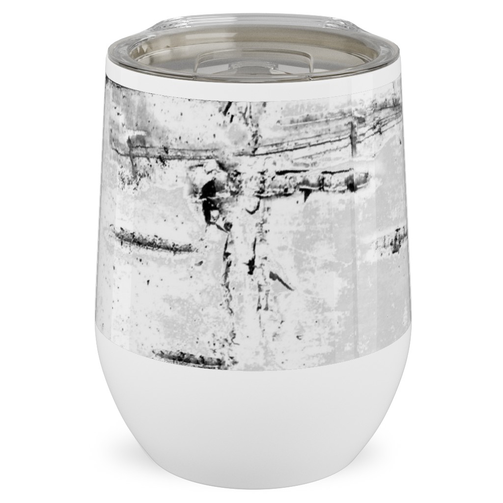 Birch Bark - White, Gray Stainless Steel Travel Tumbler, 12oz, Gray