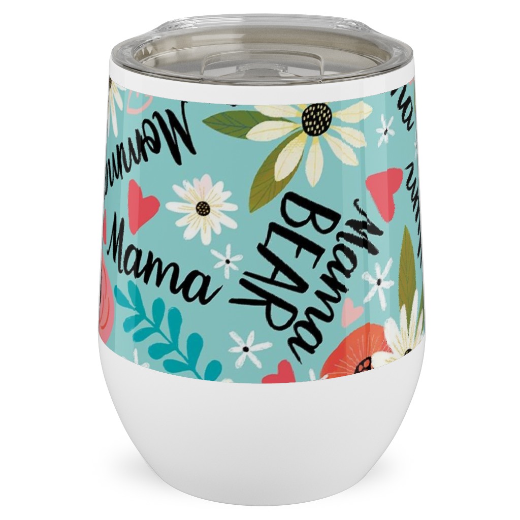 Mom's the Word - Multi Stainless Steel Travel Tumbler, 12oz, Blue, True Blue