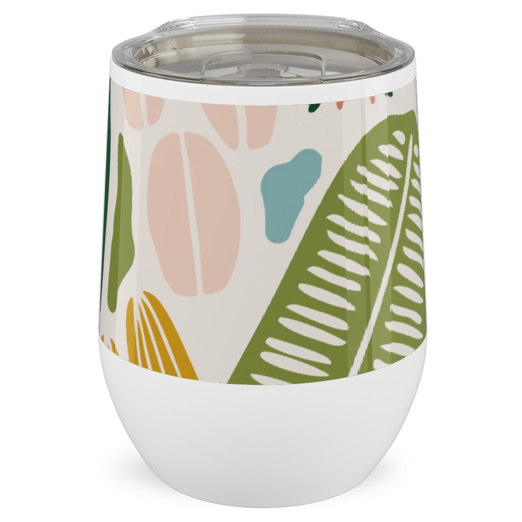 Tropical Adventure Woodcut - Multi Stainless Steel Travel Tumbler, 12oz, Multicolor