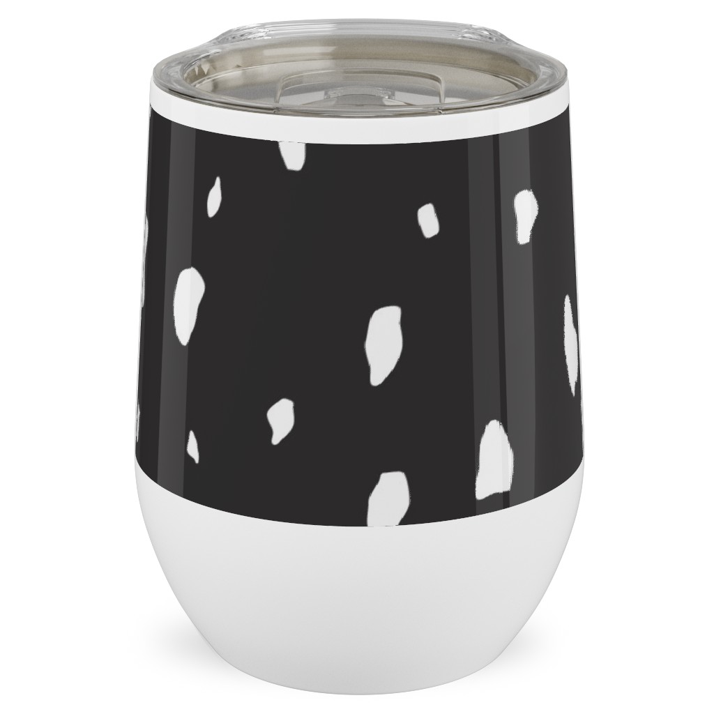 Chipped - Black and White Stainless Steel Travel Tumbler, 12oz, Black